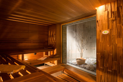 Finnische Sauna im Spa und Wellness La Senda des Apartment Hotel Peaks Place Laax